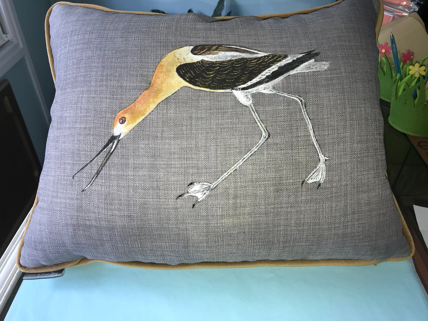 Handpainted, hand made luxury cushion from AtSusansBarns