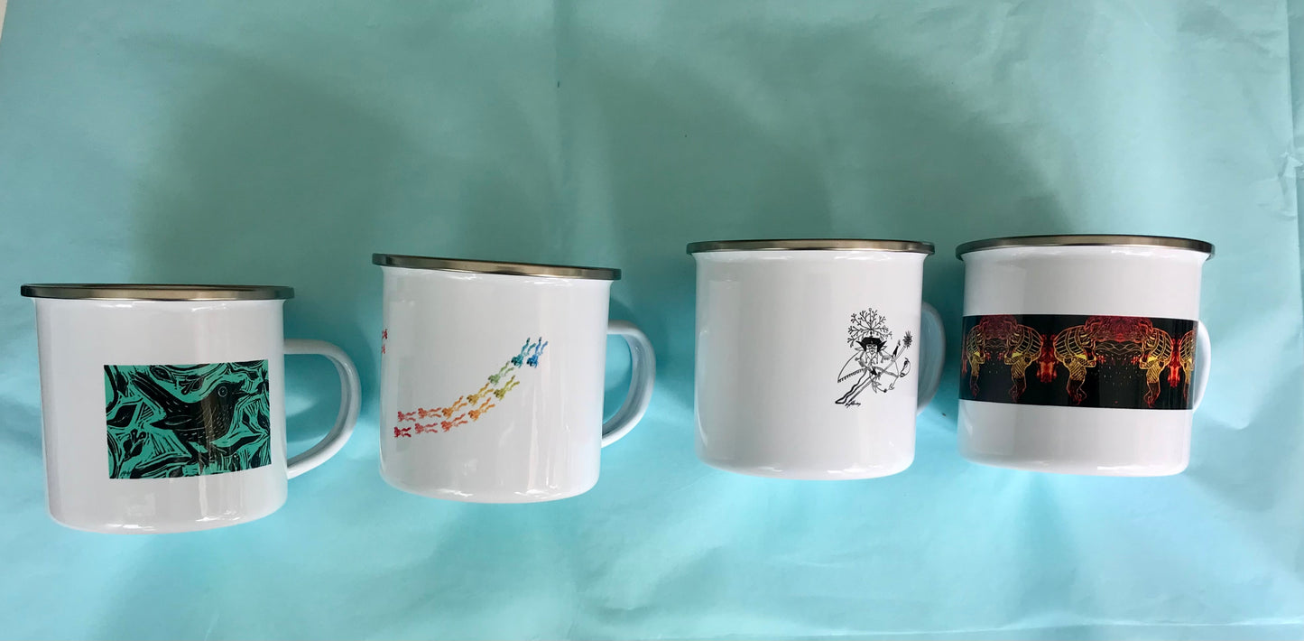 Harry Sanders enamel camping mugs